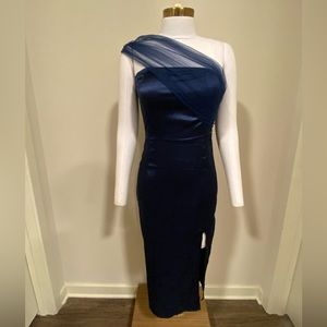 Size small navy blue dress with slit. New never worn no flaws.
